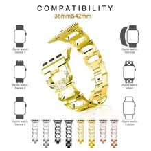 Strap Large D-Studded Steel Watchband Metal Stainless Steel Watch Strap For Apple Watch Replacement Metal Band