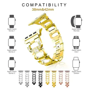 

Strap Large D-Studded Steel Watchband Metal Stainless Steel Watch Strap For Apple Watch Replacement Metal Band