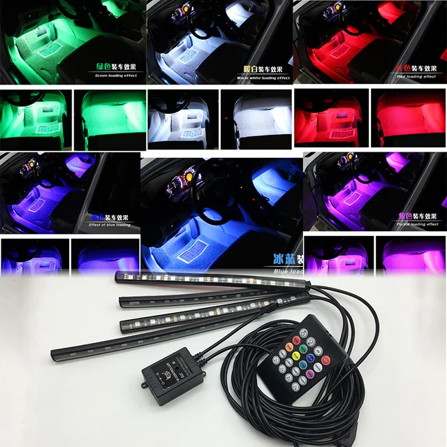 car auto interior wireless remote voice music rgb control 7 colors