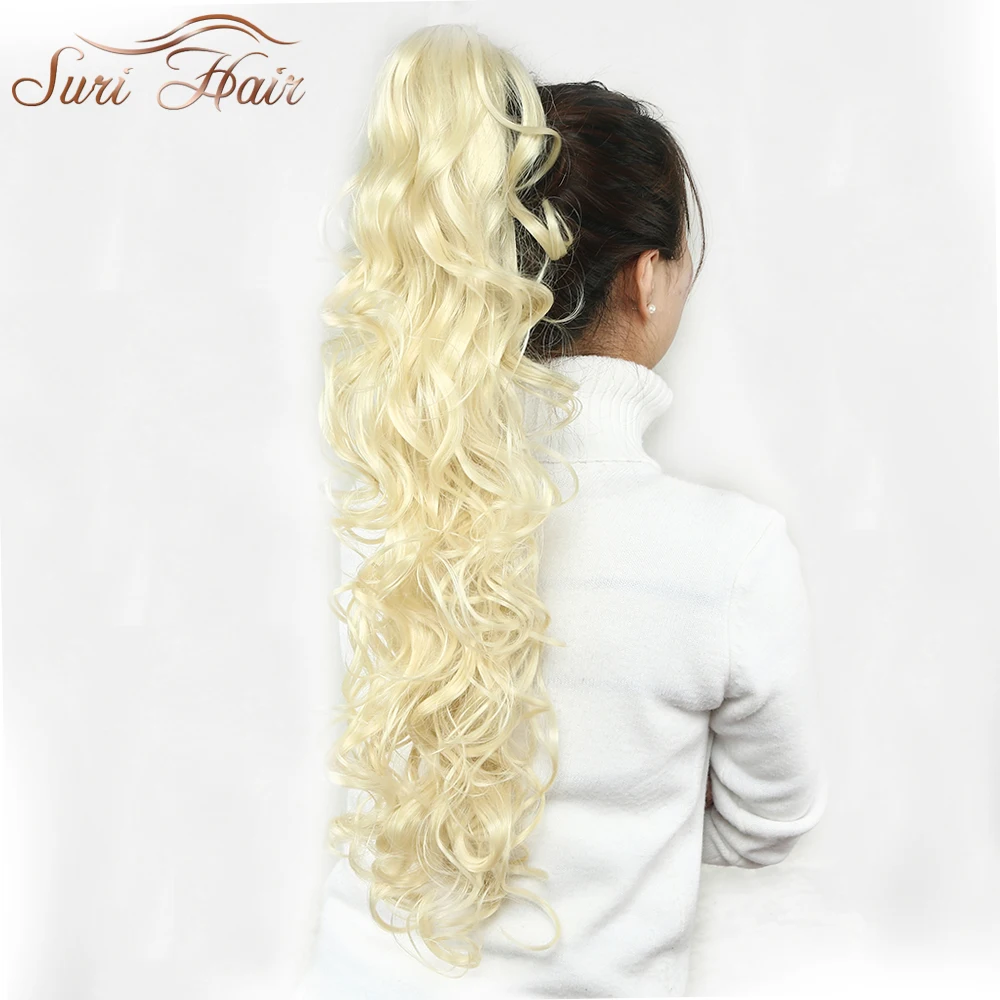Suri Hair 32 inch Women Claw On Ponytail Extensions 220g Fake Long Wavy Pony Tail Hair Piece Brown/Blonde 3 Colors Avaliable