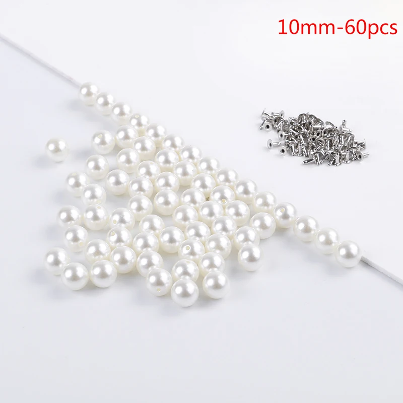 10mm 60Pcs 100/80/60/40/30 шт. модные панамка с жемчужиной заклепки ремесло ремонт DIY Костюмы аксессуары имитация жемчуга Вязание кепка со шнуровкой волос верхом Декор - Цвет: 10mm 60Pcs