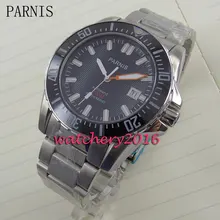 43mm Parnis black dial luminous markers ceramic bezel white number sapphire glass miyota Automatic self-wind Mens business Watch
