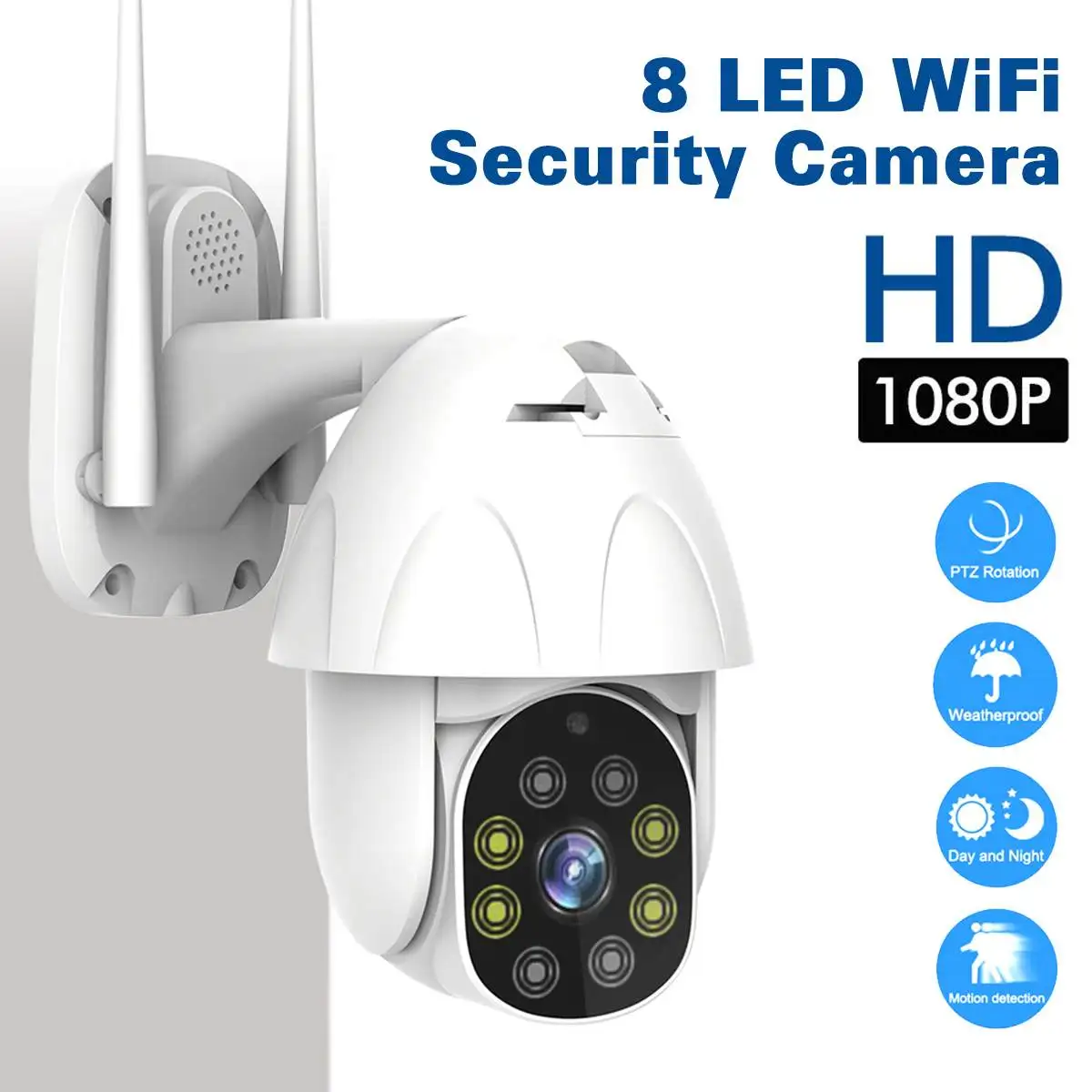 8 LED PIR WiFi Camera Outdoor Waterproof 1080P Wireless Camera WiFi PTZ Pan Tilt 1080P HD Security IP IR Camera Night Vision 8 LED PIR WiFi Camera Outdoor Waterproof 1080P Wireless Camera WiFi PTZ Pan Tilt 1080P HD Security IP IR Camera Night Vision