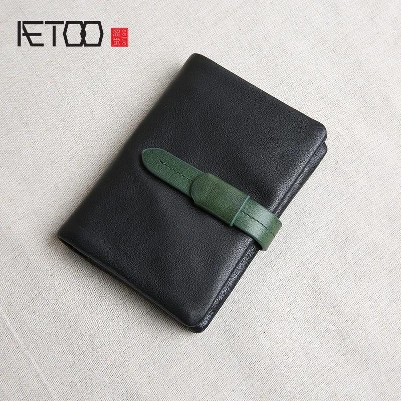 

AETOO Soft leather wallet, female leather short hit-and-tie small wallet, pure cowhide small fresh wallet