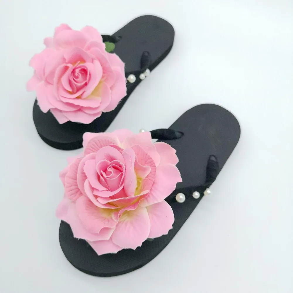 HAHAFLOWER/тапочки с фиолетовыми розами женская обувь на плоской подошве уличные