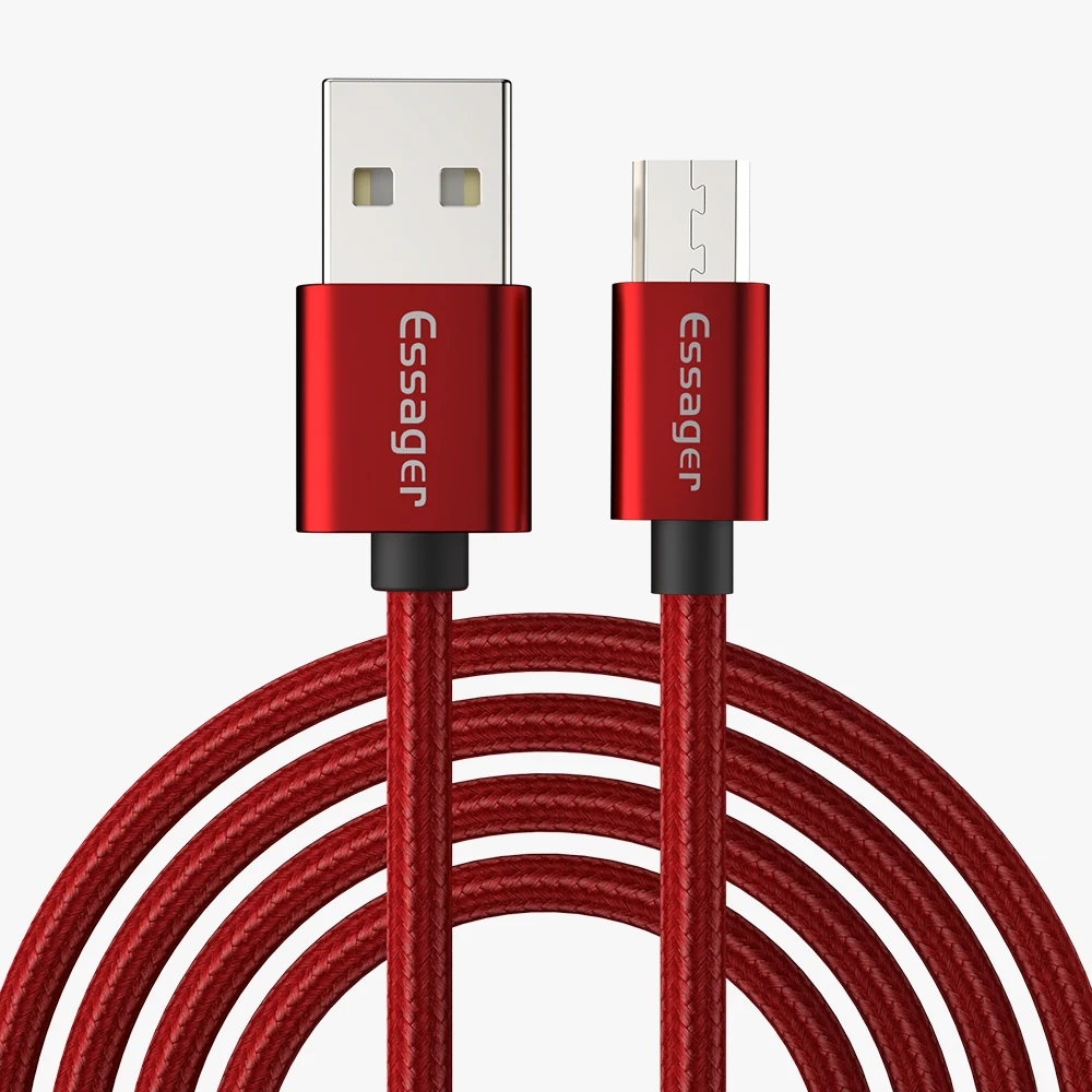 Essager Micro USB кабель 2.4A Быстрая зарядка зарядное устройство для samsung Xiaomi Redmi Note 5 Microusb Android кабель для передачи данных кабель для мобильного телефона - Цвет: Красный