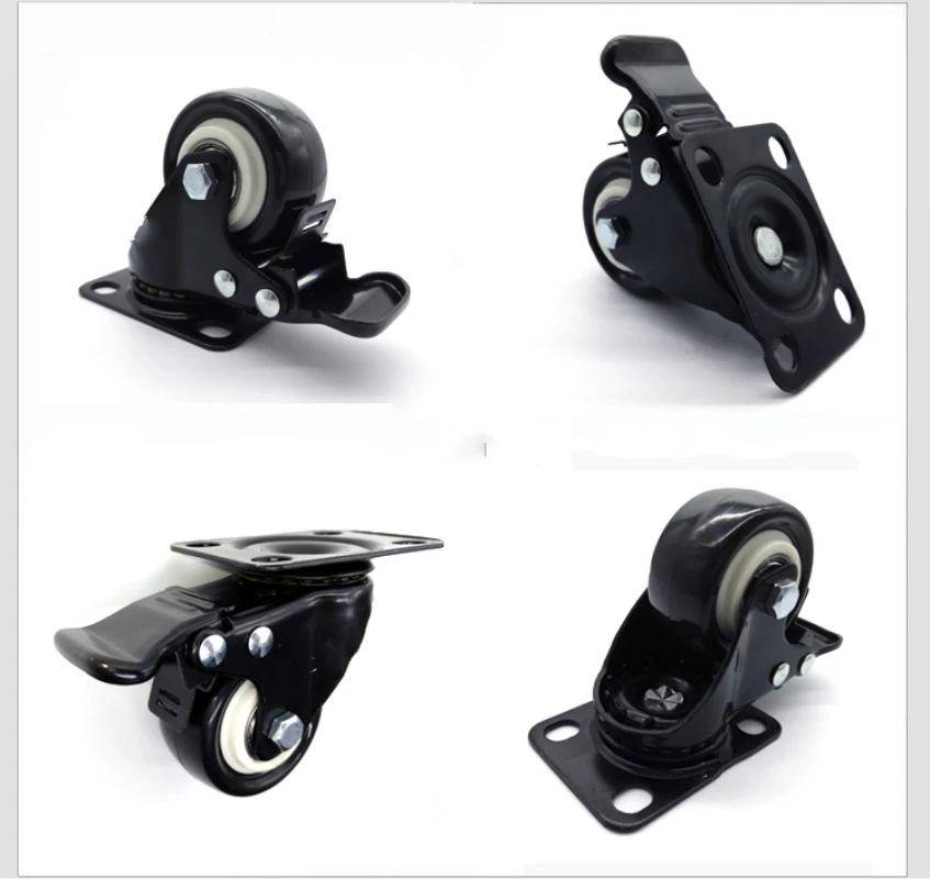 

4PCS Black 2'' Rubber Swivel Casters Office Sofa Chair Furniture Universal Brake Wheels