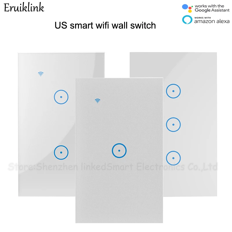 New US/AU Smart Wifi Wall Light Switch 1 2 3 Gang Touch/WiFi/APP Remote Smart Home Wall Touch Switch Works with Alexa by tuya jinvoo app us type smart wifi switch 2 gang 1 way touch panel wireless remote wifi light switch works with alexa google home