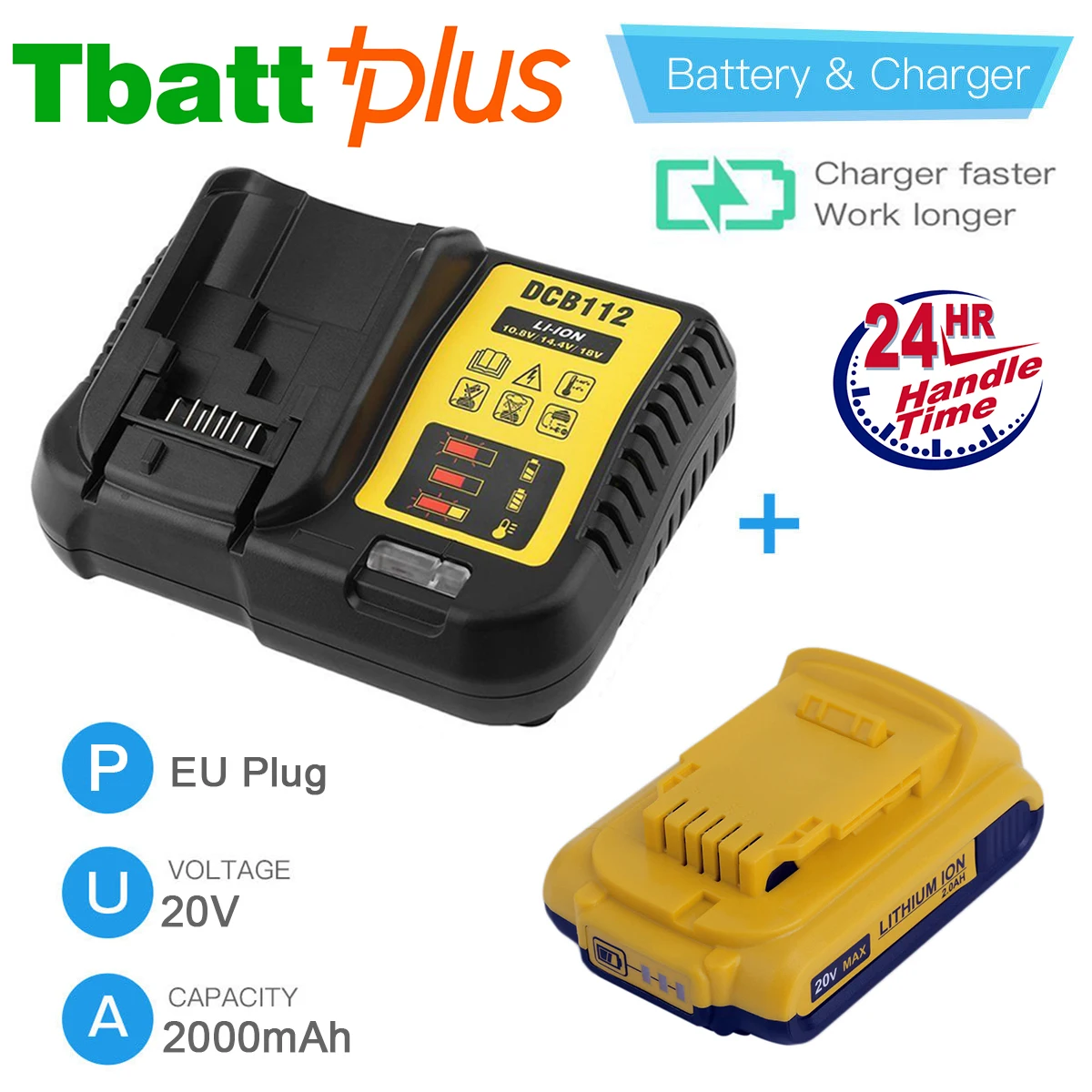 

20V 20 Volt Max XR Lithium Ion Dewalt Battery DCB203 DCB205 2.0Ah & New Dewalt DCB112 DCB105 12V & 20V Li-ion Battery Charger
