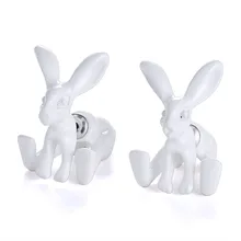 Ручная работа, полимерная глина, милые сережки-гвоздики в форме кроликов, длинный хвостик, 3D Мультяшные животные, серьги для женщин, детей, девочек, пирсинг, ювелирное изделие