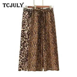 TCJULY Модные Винтажные леопардовые змеиные узоры печать широкие брюки уличная Свободные Повседневные Дышащие женские летние брюки