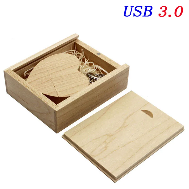 JASTER USB 3,0(10 шт. бесплатный логотип) деревянная Любовь Сердце usb+ коробка USB флэш-накопитель Флешка 8 ГБ 16 ГБ 32 ГБ логотип клиента свадебный подарок - Цвет: Maple