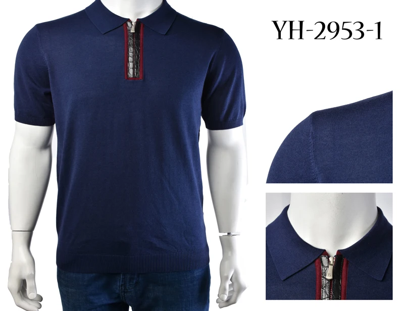 

Billionaire T Shirt Crocodile skin silk men's 2019 new Summer thin zipper fashion Business breathable high quality free shipping
