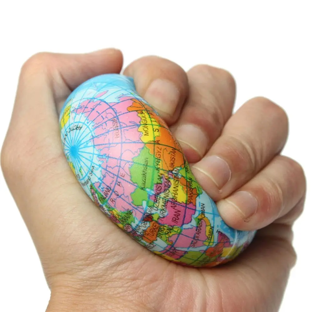 

2019 New Arrival 1Pcs Hot Selling Map Foam Earth Hand Wrist Exercise Stress Relief Squeeze Soft Foam Ball Kids Toy