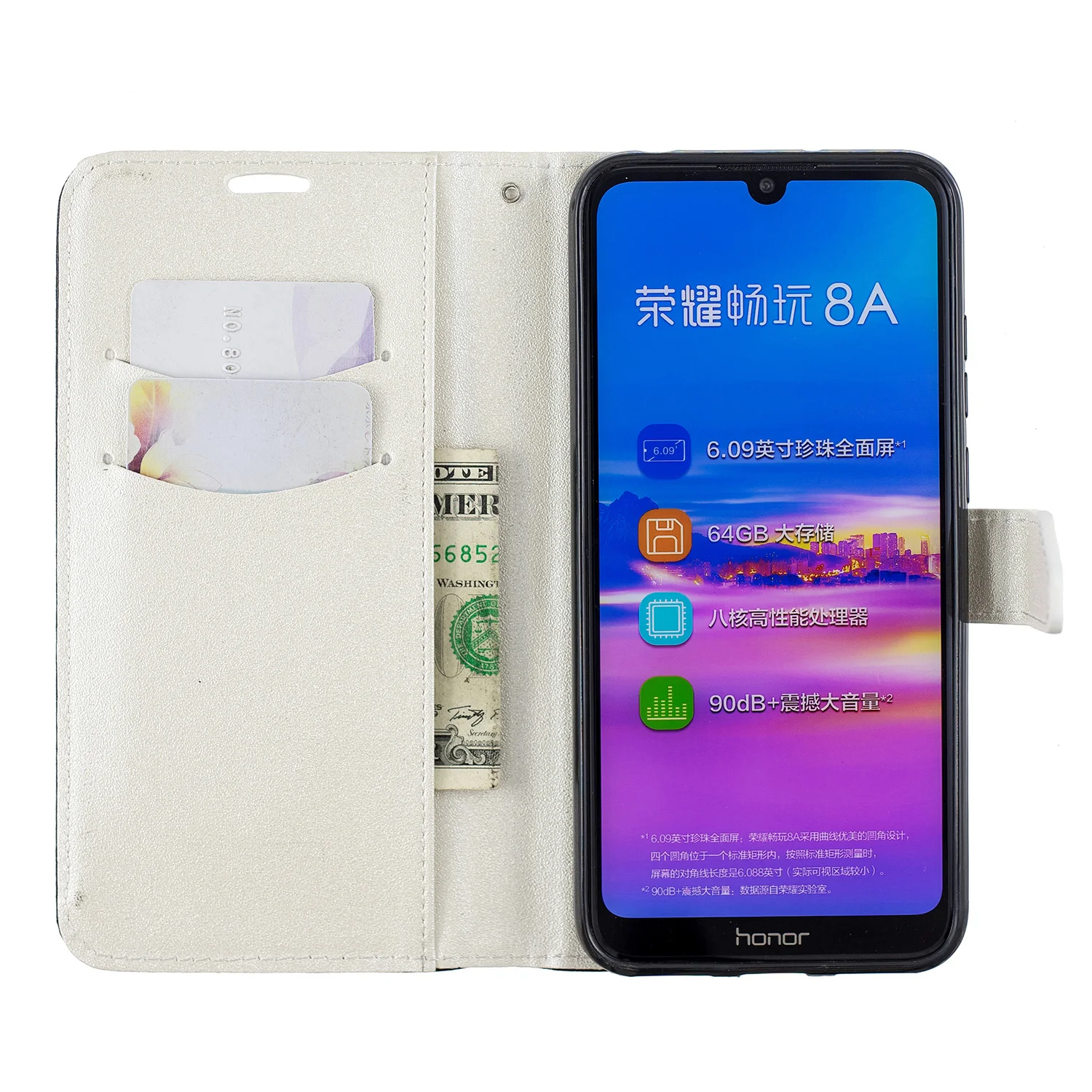 100pcs/lot Splice 2 card high quality cover case for Huawei Y6 Y7 Y9 PU leather cover case shell