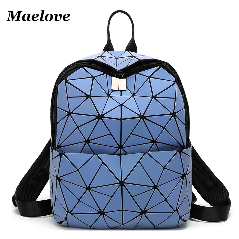 

2019 New Luminous backpack Geometry backpack for girls student's school shoulder bag lattic folding luminous bag Free Shipping