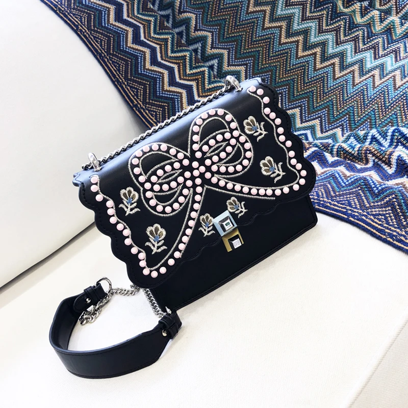 

Peekaboo Handbags Rivet Embroidery Chain Shoulder Messenger Bags High Quality Fashion Women Purses and Handbags Channels Gg Bags