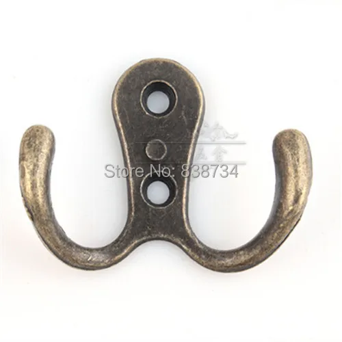 10pcs 54*43*20 double hook metal coat hooks key bag hook vintage retro finishing clothesmetal