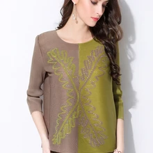 Miyake морщины тела ремонт женская одежда весна и лето круглый воротник. Футболка