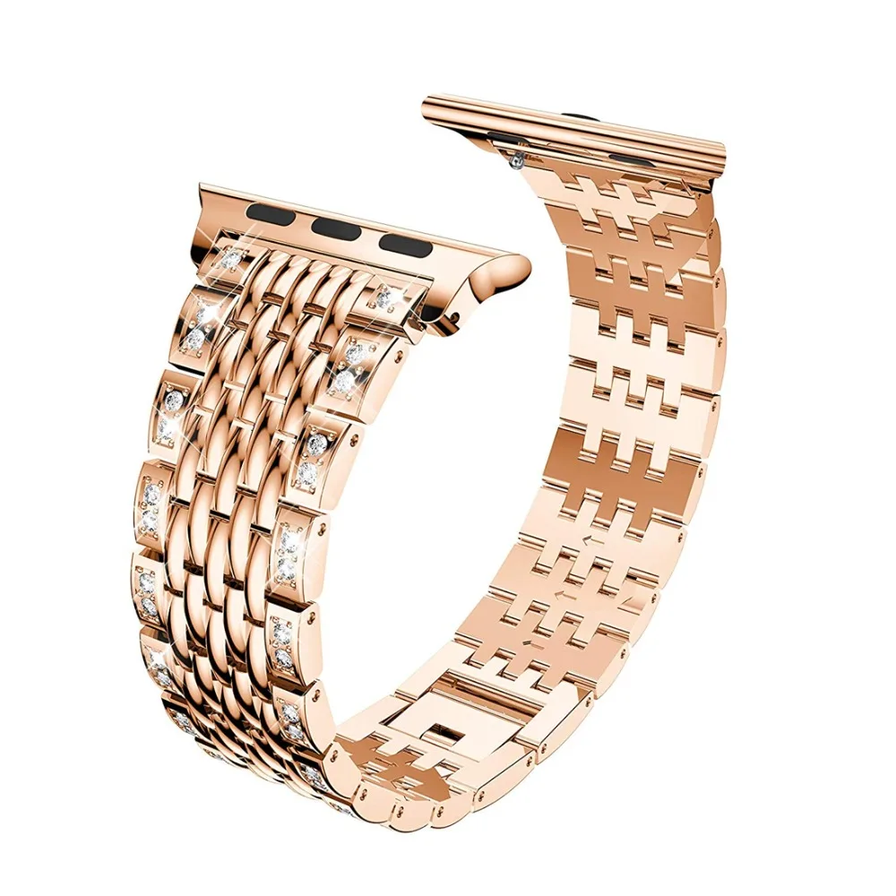 

EIMO Diamond Bracelet For Apple watch band 44mm 40mm Stainless steel Link bracelets wrist belt watchband Iwatch series 4