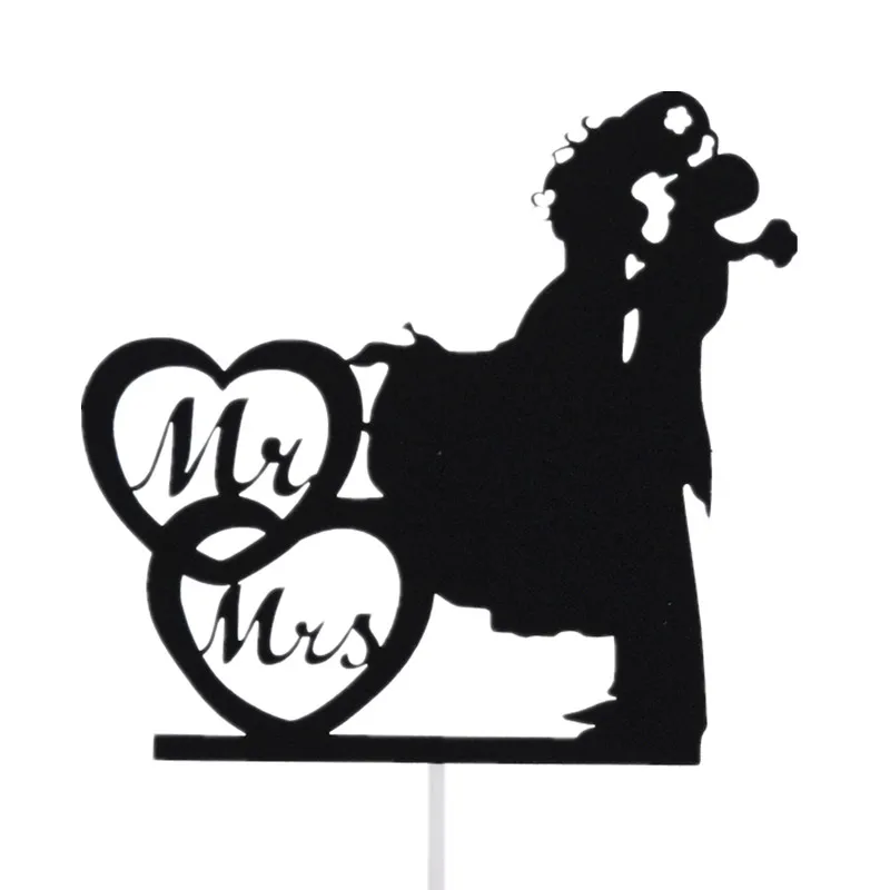 Customised Love Heart Cake Flags Mr & Mrs Wedding Cake Topper Bride Groom Wedding Party Cake Baking Decor Engagement Cake Flags