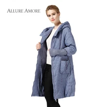 Winter coat women jacket warm parka spring coat women long plus size jackets casual cotton argyle coat female parka Allure Amore