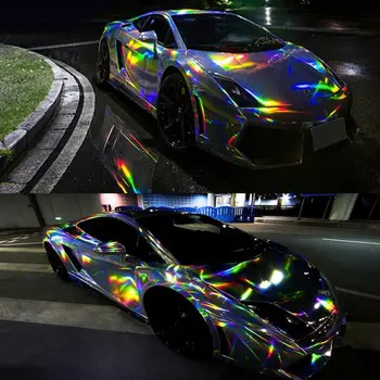 

HOHOFILM 149cmx50cm Laser Chrome Holographic Vinyl Car Wrap Film Auto Wrap Sticker With Bubble free air release