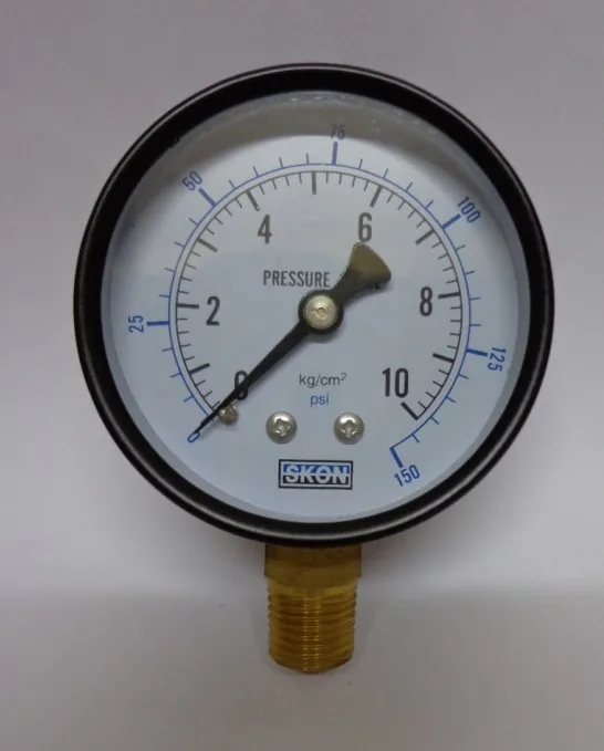 Horizontal Mount 1/4 PT Male Thread Water Air Pressure Gauge 10kg/cm2