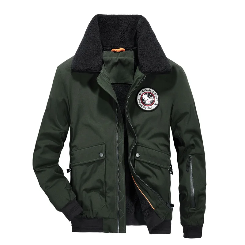 

2019 AFS Winter Bomber Jacket Men Fur Collar Army Jacket Mens Military Jacket And Coats Men Air Force Pilot Cardigan Jacket 3XL