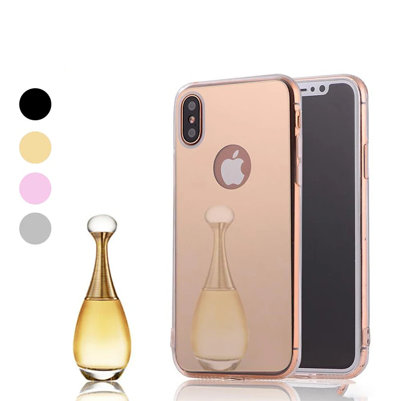 

Ultra Soft TPU Frame Mirror Case For iPhone 11 Pro Max XS XR X 8 7 6 6S Plus Slim Bling Silicone Acrylix Electroplated Cover