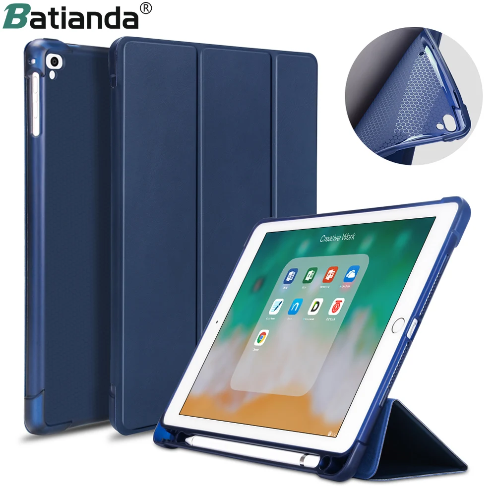 Умный чехол для iPad 2018 9 7 дюйма с держателем карандашей силиконовый мягкий Air 2 / 1 2017
