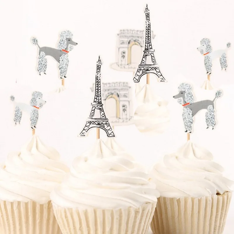 72 Pcs Paris Tour Eiffel Theme Parti Fournitures Bande Dessinee De Petit Gateau Toppers Pick Enfant Fete D Anniversaire De Mariage Decorations Aliexpress