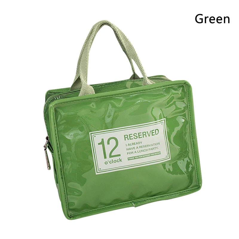 Новая женская мужская одноцветная сумка из искусственной кожи Сумка-переноска для ланча функциональная Изолированная Термосумка для ланчбокса для путешествий - Цвет: Зеленый