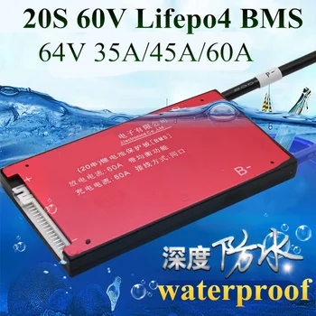

1pcs BMS 60v lifepo4 20s 25A 60A 35A 45A Discharge battery pack bms 64v protection bms for 3.2v lifepo4 battery diy kit scooter