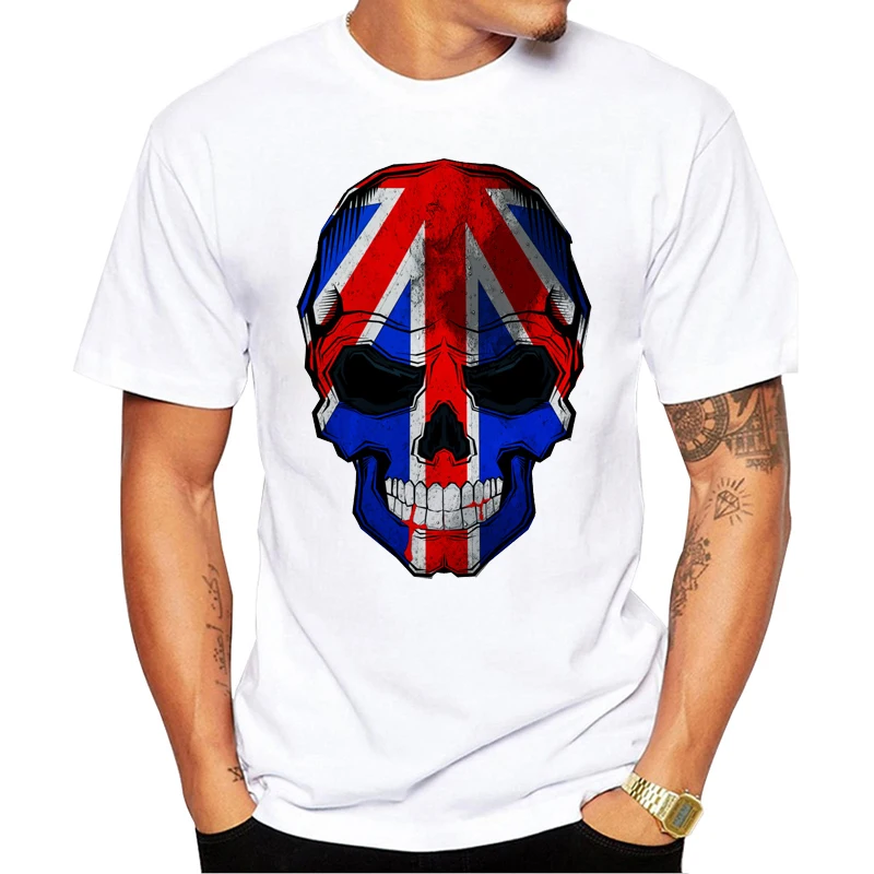 

Skull T-Shirt Big Size England Skull Tops T Shirt For Handsome Men Sugar Skull PP T-Shirt 2019 Youth Tee Shirts