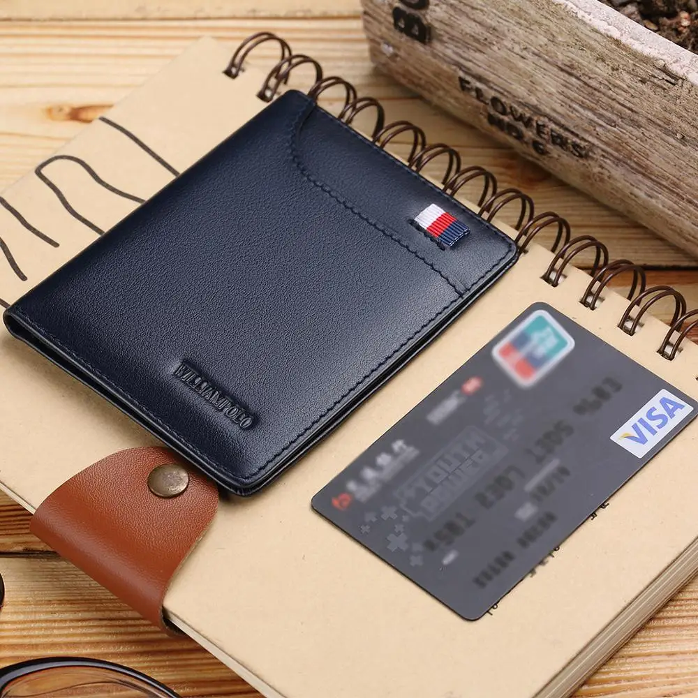Slim Bifold Multi Credit Card Holder W// Outside ID Genuine Leather Tan Wallet