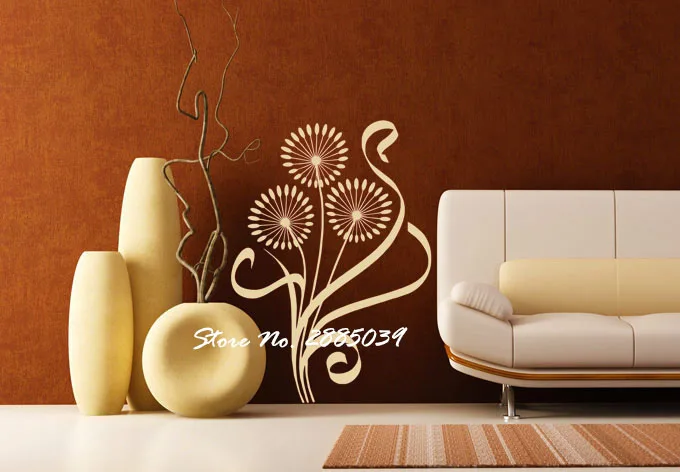 Hot Dandelion Flower Wall Sticker Home Decor Living Room Vinyl Sofa Background Girls Women Window DIY Art Mural LA227 | Дом и сад