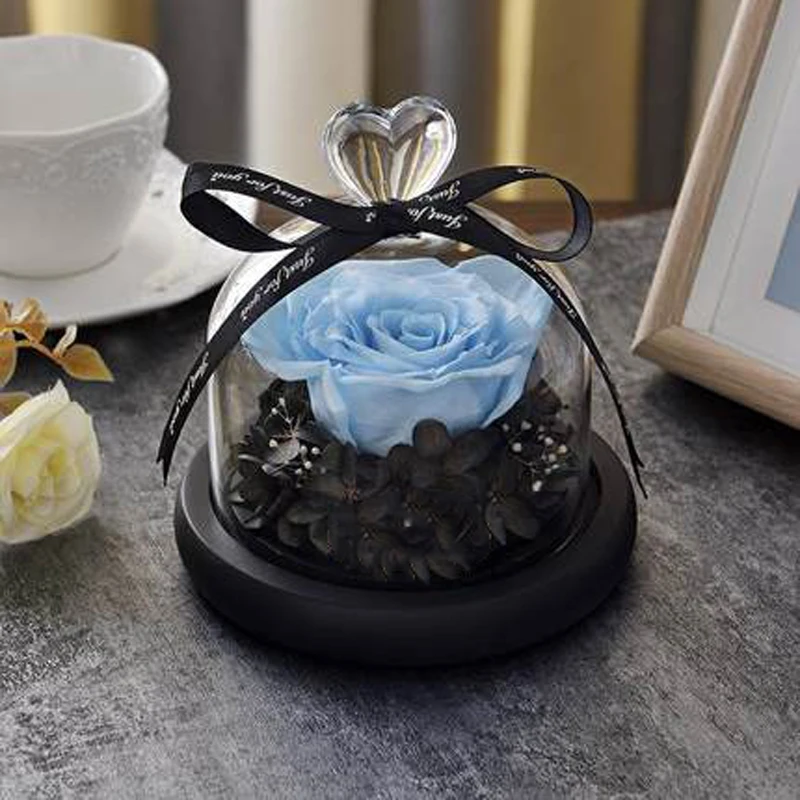 Beauty beast eternal flower gift box glass cover rose DIY Christmas gift birthday gift for girlfriend wedding souvenir