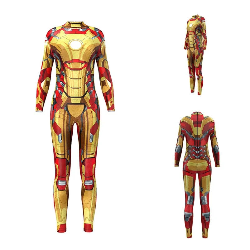 

Anime Iron Man Cosplay Costumes Women Men Marvel Superhero Catsuit Jumpsuits Bodysuit Party Halloween Suit 2019 New