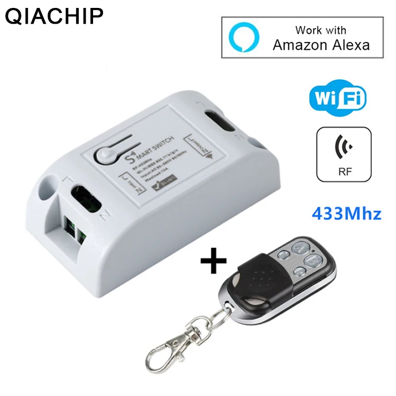 QIACHIP Беспроводной RF Wi-Fi Умный дом модуль приемника 433 Mhz110V 220 V дистанционного Управление выключатель света работает с Amazon alexa