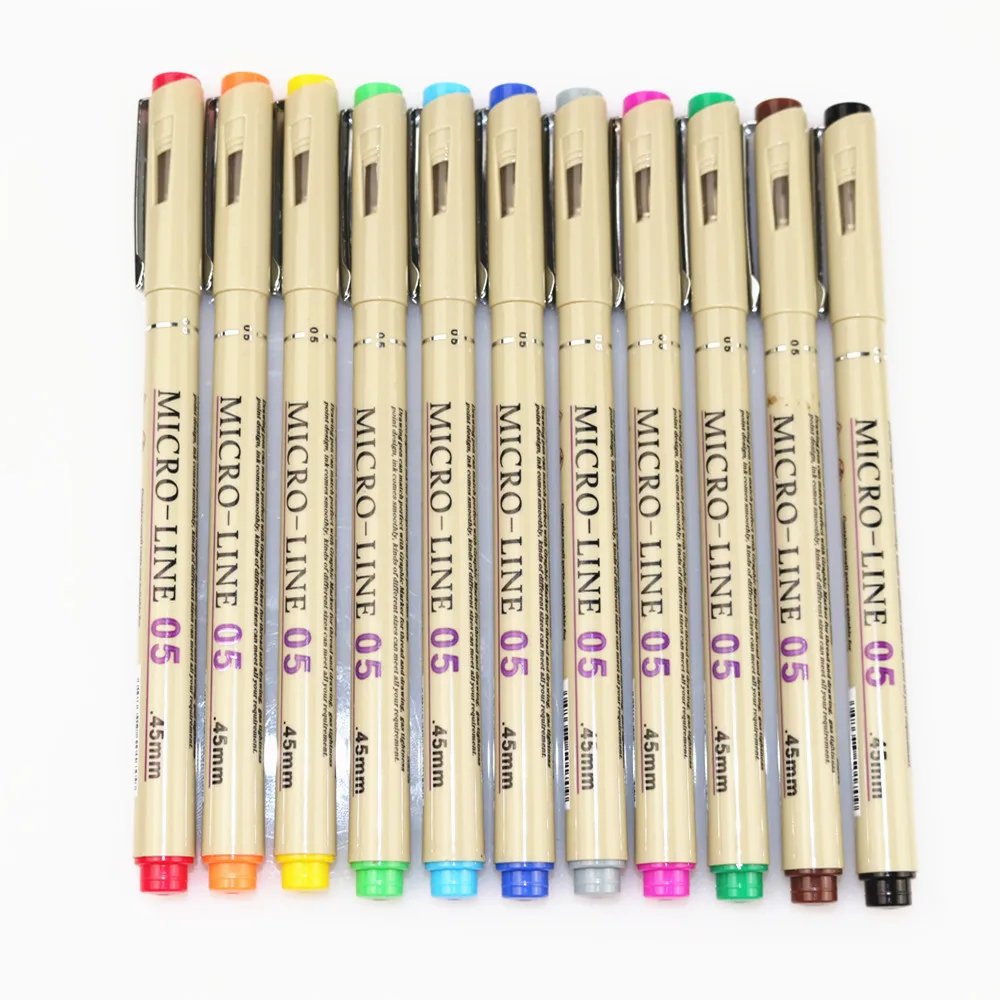 LOLO 1Pcs Colors Pigment Liner Porous-Point Pens Pigma Micron Marker Pen  0.45mm Tip Fineliner Sketching Pen