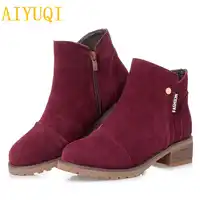 AIYUQI ผู้หญิง suede ฤดูหนาว 2019 ใหม่ของแท้หนังผู้หญิง Martin boots, ขนสัตว์ warm snow boots รองเท้าผู้หญิง