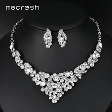 Mecresh кристалл свадебные комплекты украшений для женщин Серебряный цвет геометрическое обручальное ожерелье набор классические свадебные украшения подарок MTL524