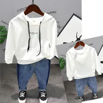 

children's clothing spring new boy wild letter hooded sweater + jeans two-piece baby leisure suit-6 years