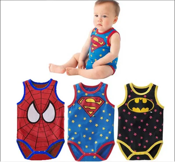 

Infant Unisex Short Sleeve Rompers Lovely Cartoon Baby Boy Girl superman batman Suits Children Clothing Sets Bag Clothes