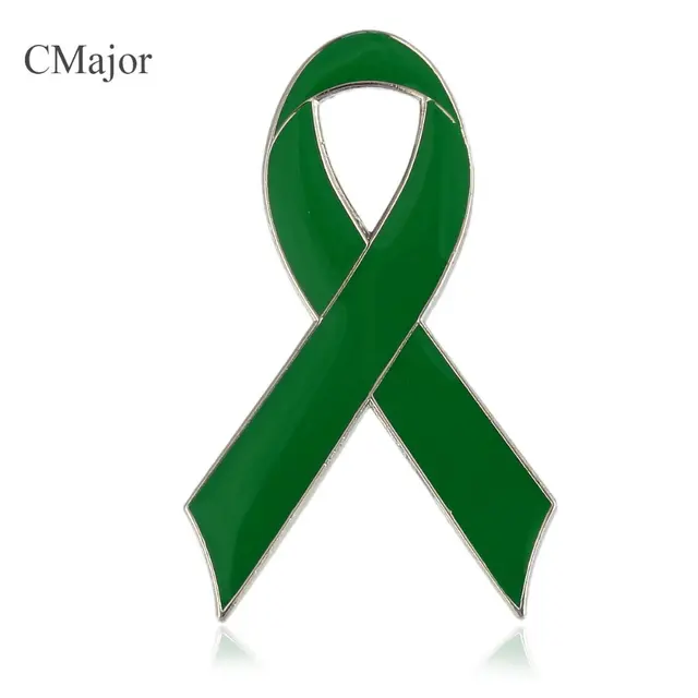 cmajor enamel green ribbon badge lapel pin brooch for childhood
