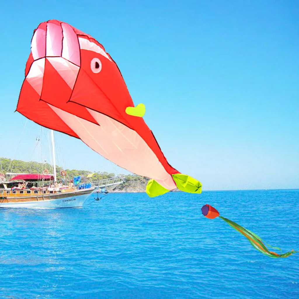 85inch Large Blue Dolphin Frameless Soft Parafoil Kite For Kids & Adults Beach Park Garden Playground Outdoor Play