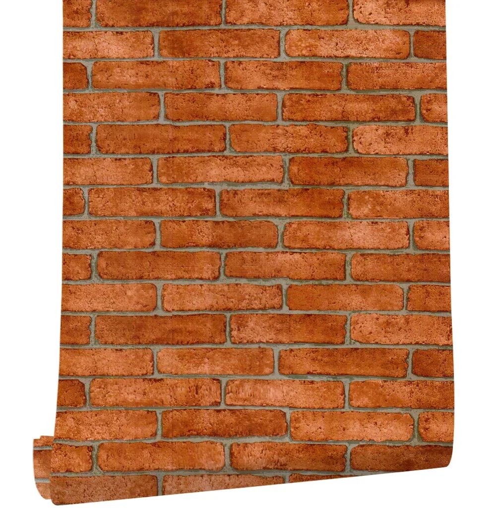 

HaokHome 3D Modern Brick Peel and Stick Wallpaper mural Orange Red/Grey Self Adhesive Home living room TV Backgound Wall Decor