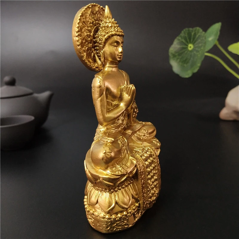 Золотой таиландский Будда статуя для домашнего украшения сада индийский фэн шуй медитация молиться Будда скульптурные украшения статуи