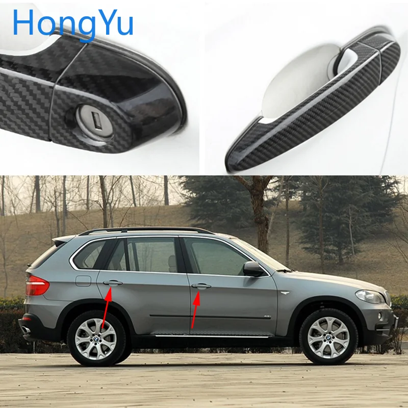 

Auto Exterior Carbon Fiber Made Door Handle Cover Sticker Overlay Trim for BMW x5 E70 xDrive 30i 48i 35d 35i 50i 40d M50d